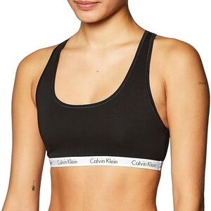 NWT Calvin Klein Lightly Lined Carousel Cotton Stretch Rib Bralette | Size M